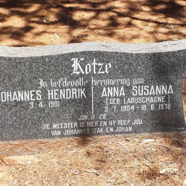 KOTZE Johannes Hendrik  -1901 &amp; Anna Susanna LABUSCHAGNE 1904-1978