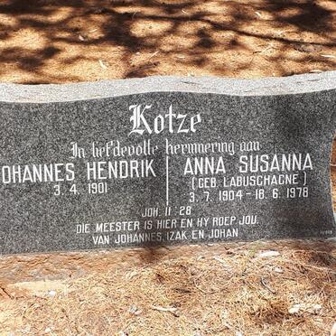 KOTZE Johannes Hendrik  -1901 &amp; Anna Susanna LABUSCHAGNE 1904-1978