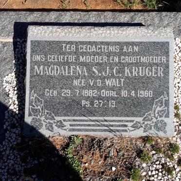 KRUGER Magdalena S.J.C. nee V. D. WALT 1882-1960