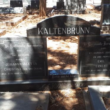 KALTENBRUNN Emil Ernest 1901-1985 &amp; Johanna Aletta Christina VAN GRAAN 1905-