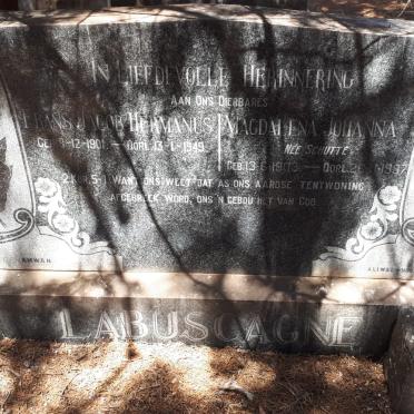 LABUSCAGNE Frans Jacob Hermanus 1901-1949 &amp; Magdalena Johanna SCHUTTE 1903-1997