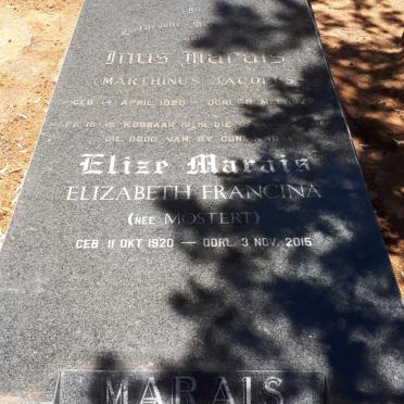 MARAIS Marthinus Jacobus 1920-1978 &amp; Elizabeth Francina MOSTERT 1920-2015