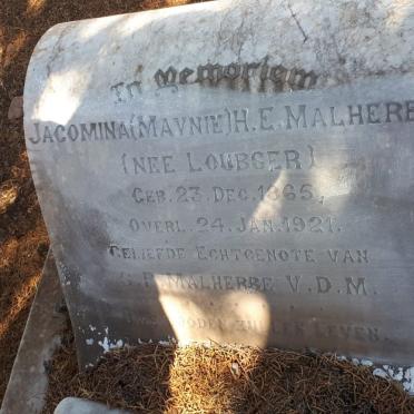 MALHERBE Jacomina H.E. nee LOUBSER 1865-1921