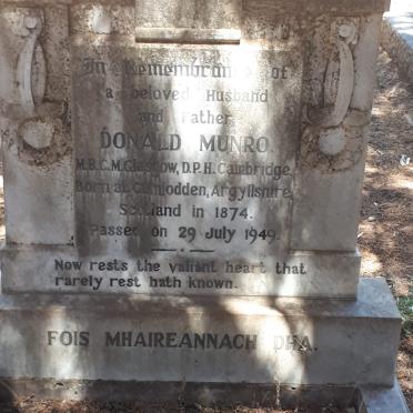 MUNRO Donald 1874-1949
