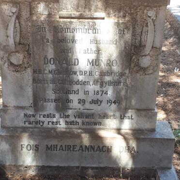 MUNRO Donald 1874-1949