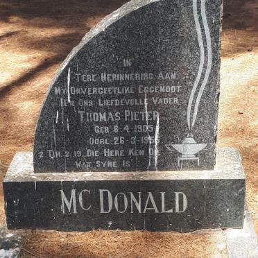 MCDONALD Thomas Pieter 1905-1956