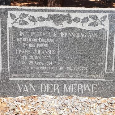 MERWE Frans Johannes, van der 1903-1961