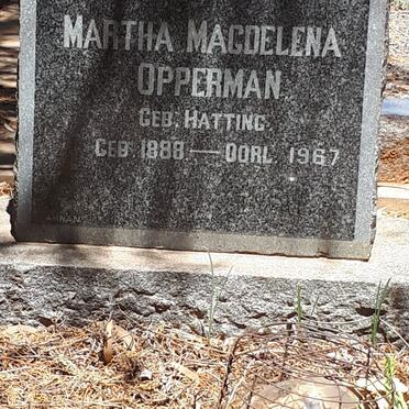 OPPERMAN Martha Magdalena nee HATTING 1888-1967