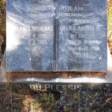 PLESSIS Johannes Nicolaas, du 1899-1959 &amp; Maria Andria D. COETZEE 1896-1959