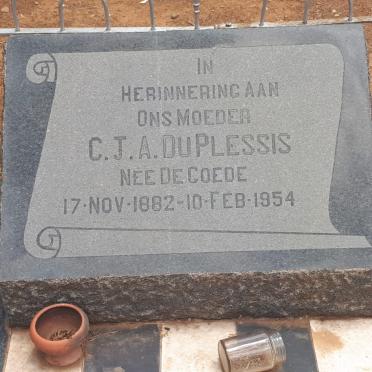 PLESSIS C.J.A., du nee DE GOEDE 1882-1954