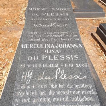 PLESSIS Morné André, du 1907-1977 &amp; Herculina Johanna BOTHA 1912-2003