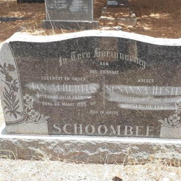 SCHOOMBEE Jan Albertus 1873-1950 &amp; Susanna Hester OPPERMAN 1878-1962