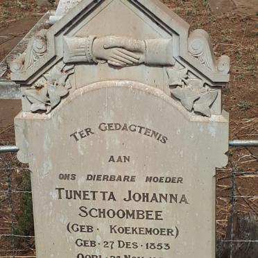 SCHOOMBEE Tunetta Johanna nee KOEKEMOER 1853-1935