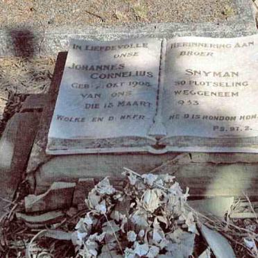 SNYMAN Johannes Cornelius 1908-1933