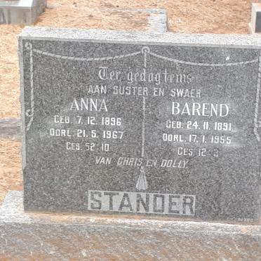 STANDER Barend 1891-1955 &amp; Anna 1896-1967