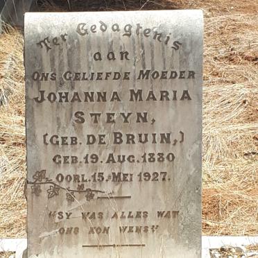 STEYN Johanna Maria nee DE BRUIN 1880-1927