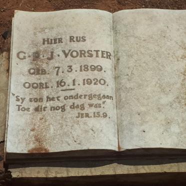 VORSTER G.P.J. 1899-1920