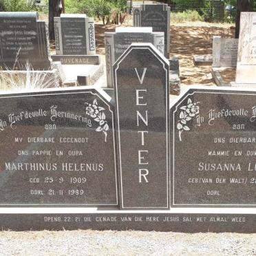 VENTER Marthinus Helenus 1909-1989 &amp; Susanna Lucia VAN DER WALT 1914-