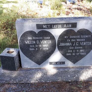 VENTER Willem D. 1907-1998 &amp; Johanna J.G. GOUWS 1912-1960