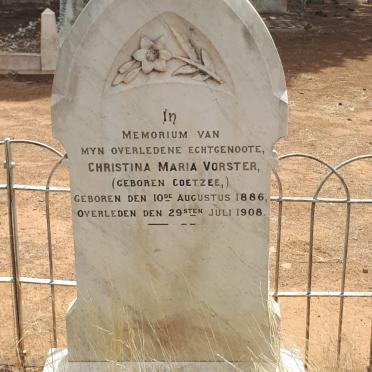 VORSTER Christina Maria nee COETZEE 1886-1908