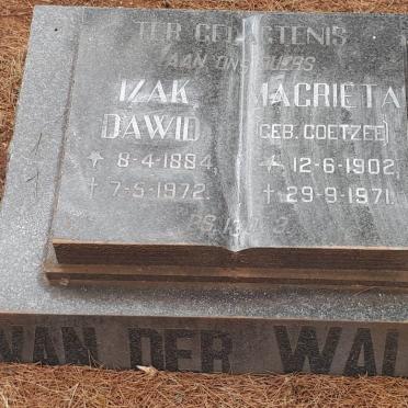 WALT Izak Dawid, van der 1884-1972 &amp; Magrieta COETZEE 1902-1971