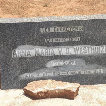 WESTHUIZEN Anna Maria, v.d. nee SAUER 1893-1929