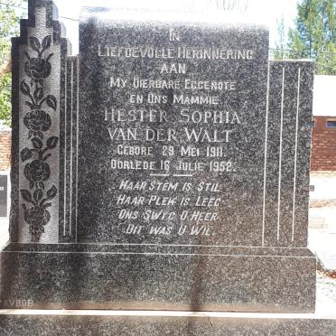 WALT Hester Sophia, van der 1911-1952