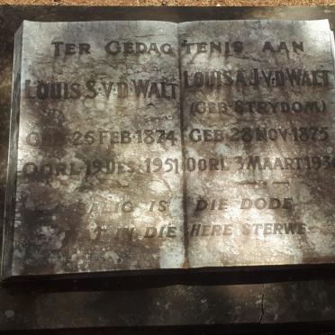 WALT Louis S., v.d. 1874-1951 &amp; Louisa J. STRYDOM 1875-1936