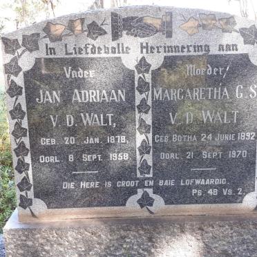 WALT Jan Adriaan, van der 1878-1958 &amp; Margaretha G.S. BOTHA 1892-1970