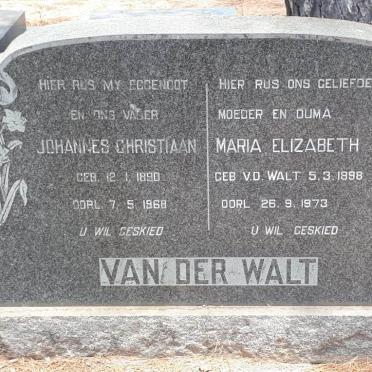 WALT Johannes Christiaan, van der 1890-1968 &amp; Maria Elizabeth V.D. WALT 1898-1973