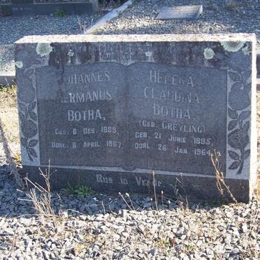 BOTHA Johannes Hermanus 1888-1967 &amp; Helena Claudina GREYLING 1895-1964