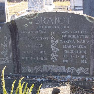 BRANDT Wilhelm Albert Christian 1890-1968 &amp; Martha Maria Magdalena SCHLODDER 1890-1965