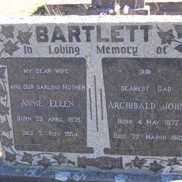 BARTLETT Archibald John 1872-1962 &amp; Annie Ellen 1875-1954