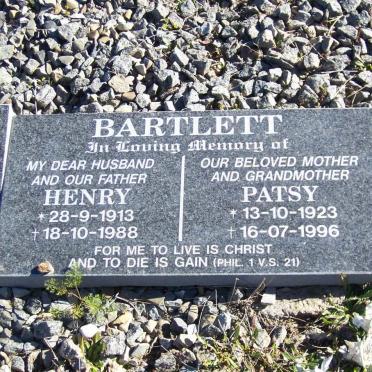 BARTLETT Henry 1913-1988 &amp; Patsy 1923-1996