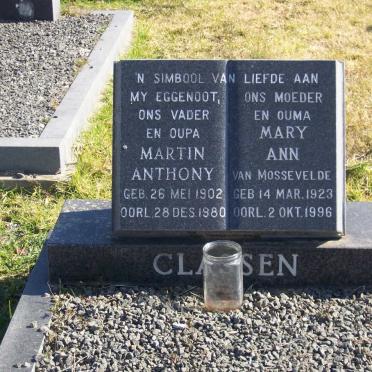 CLASSEN Martin Anthony 1902-1980 &amp; Mary Ann VAN MOSSEVELDE1923-1996