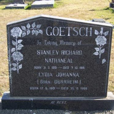GOETSCH Stanley Richard Nathaneal 1901-1981 &amp; Lydia Johanna DURRHEIM 1901-1986