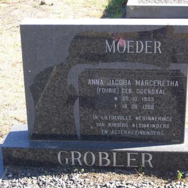 GROBLER Anna Jacoba Margeretha FOURIE nee ODENDAAL 1903-1988