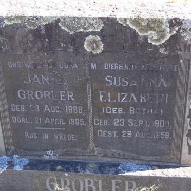 GROBLER Jan D. 1888-1965 &amp; Susanna Elizabeth BOTHA 1900-1959