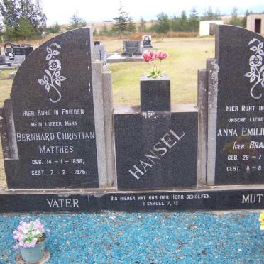 HANSEL Bernhard Christian Matthes 1898-1975 &amp; Anna Emilie Marie BRANDT 1902-1987