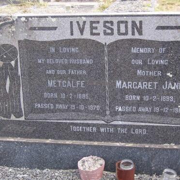 IVESON Metcalfe 1885-1970 &amp; Margaret Jane 1893-1983