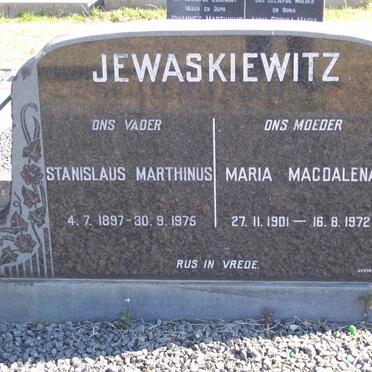 JEWASKIEWITZ Stanislaus Marthinus 1897-1975 &amp; Maria Magdalena 1901-1972
