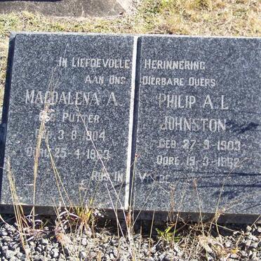 JOHNSTON Philip A.L. 1903-1962 &amp; Magdalena A. PUTTER 1904-1963