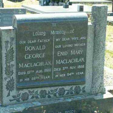 MACLACHLAN Donald George   -1966 &amp; Enid Mary  -1958