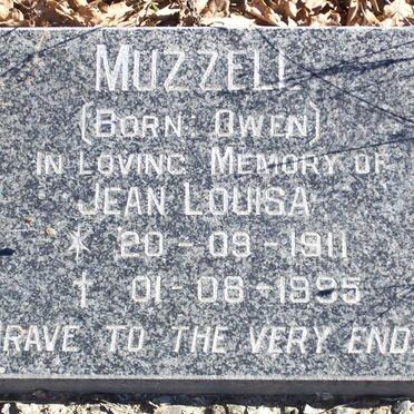 MUZZELL Jean Louisa nee OWEN 1911-1995
