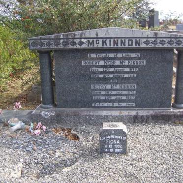 McKINNON Robert Kerr 1879-1941 &amp; Betsy 1878-1967 :: McKINNON Fiona 1952-1967