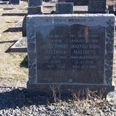 MATTHEYS Henry Daniel -1969 &amp; Dorothy Maria RAUTENBACH 1890-1958