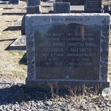 MATTHEYS Henry Daniel -1969 &amp; Dorothy Maria RAUTENBACH 1890-1958
