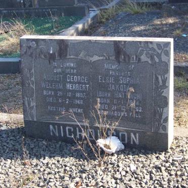 NICHOLSON August George Welehm Herbert 1897-1968 &amp; Elsie Sophia Jakoba HATTINGH 1894-1963