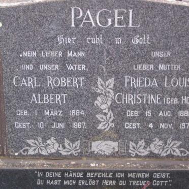 PAGEL Carl Robert Albert 1884-1967 &amp; Frieda Louise Christine HOWE 1888-1975