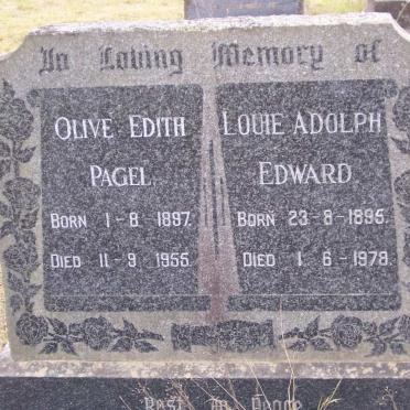 PAGEL Louie Adolph Edward 1895-1978 &amp; Olive Edith 1897-1955